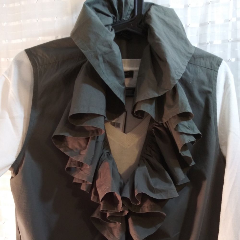 Victoria's Secret Ruffled Vest, Camo Green, Medium